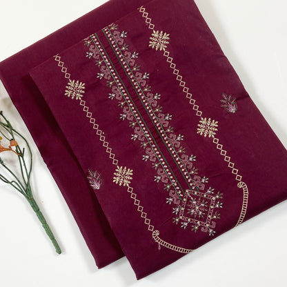 Ethnic Plain Emb Shirt & Trouser Lawn 2PC