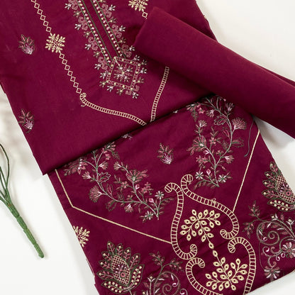 Ethnic Plain Emb Shirt & Trouser Lawn 2PC