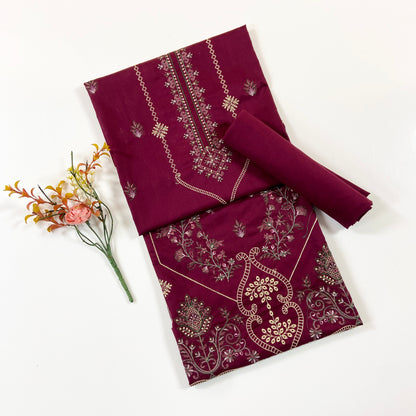 Ethnic Plain Emb Shirt & Trouser Lawn 2PC