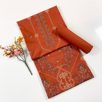 Ethnic Plain Emb Shirt & Trouser Lawn 2PC