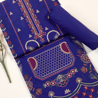 Ethnic Plain Emb Shirt & Trouser Lawn 2PC