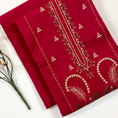 Ethnic Plain Emb Shirt & Trouser Lawn 2PC