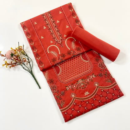 Ethnic Plain Emb Shirt & Trouser Lawn 2PC