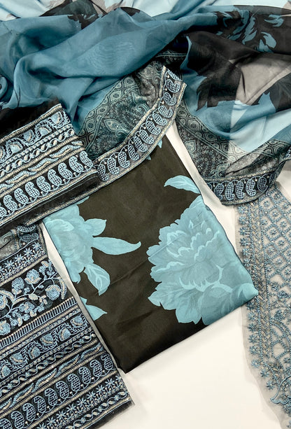 Zainab Chottani Premium Silk – With Organza Patches