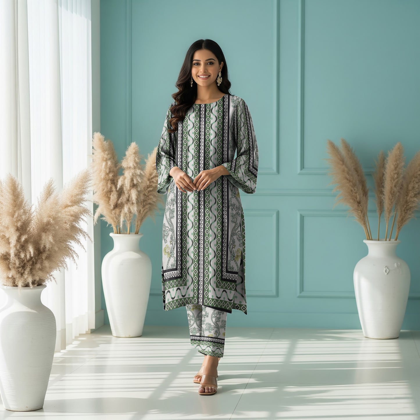 Anaya Noor Printed Lawn Co-ard Set 2PC