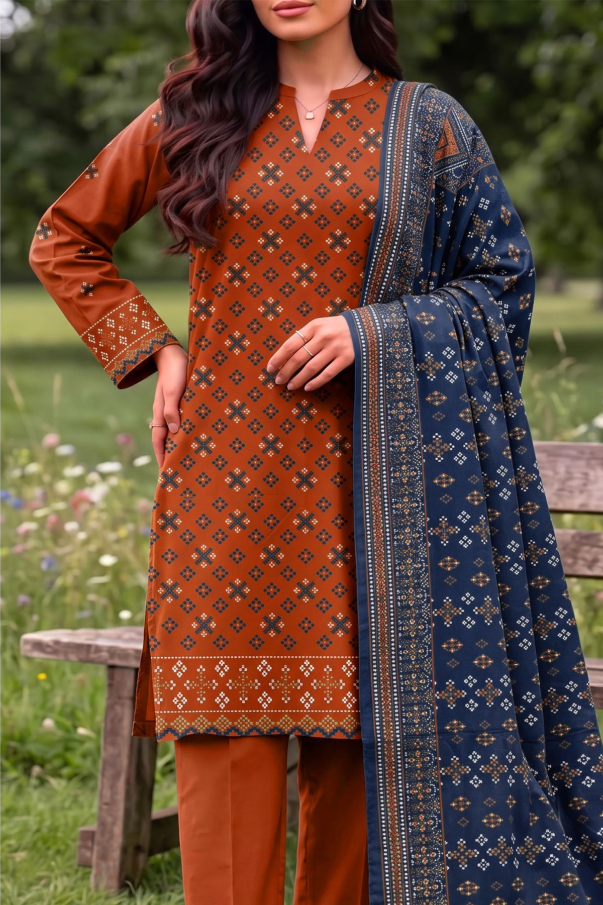 Saya Premium Printed Linen 3PC