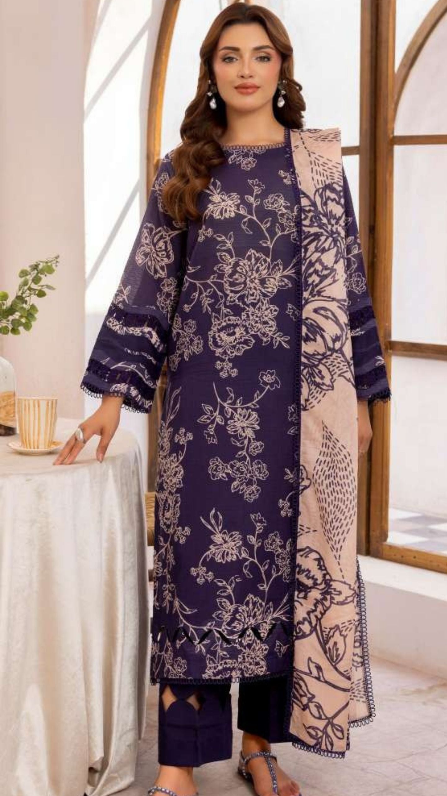 Coral Premium Doria Printed Lawn 3-PC