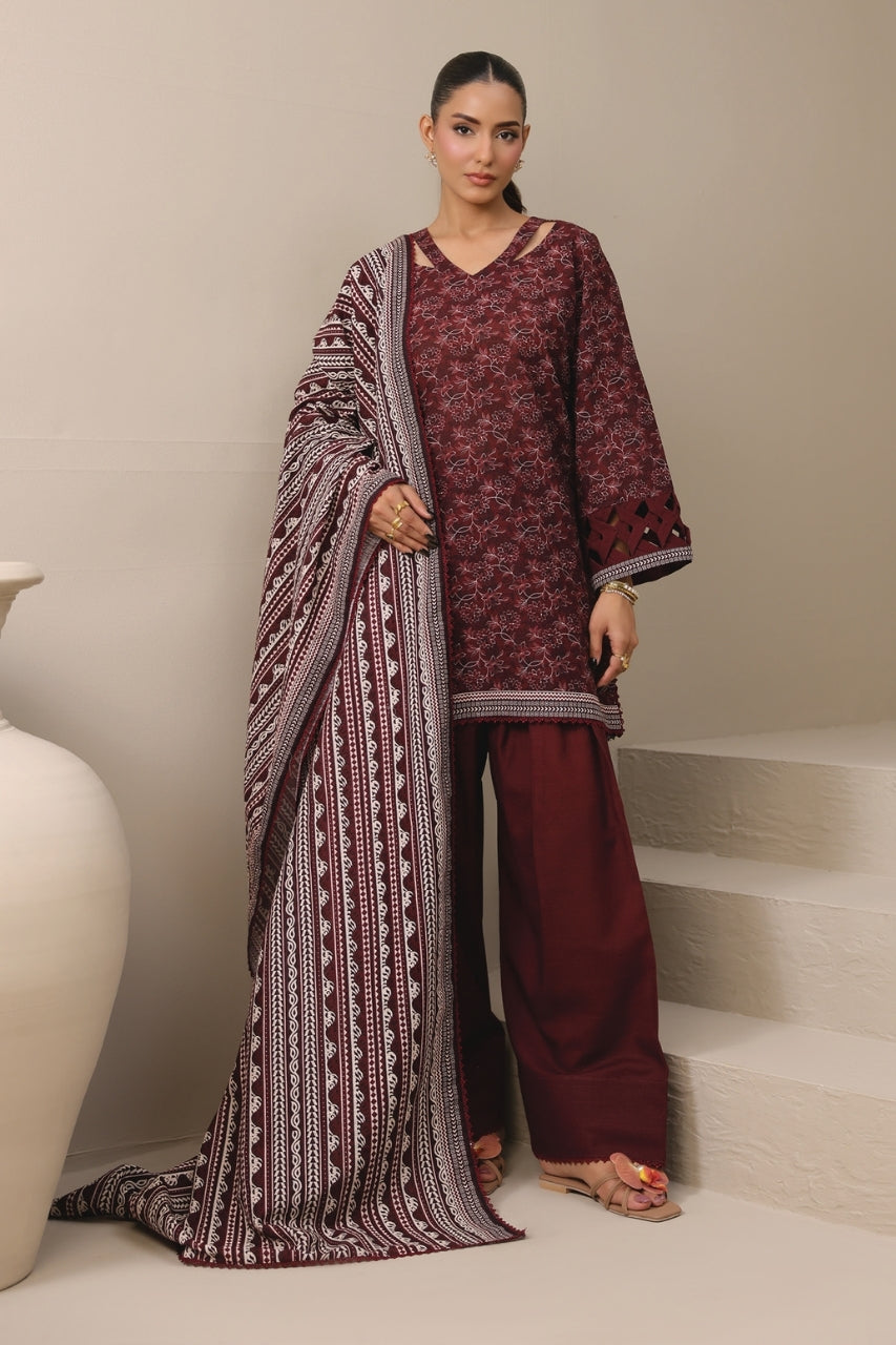 Raqs By Uneq Digital Printed Slub Khaddar 3PC