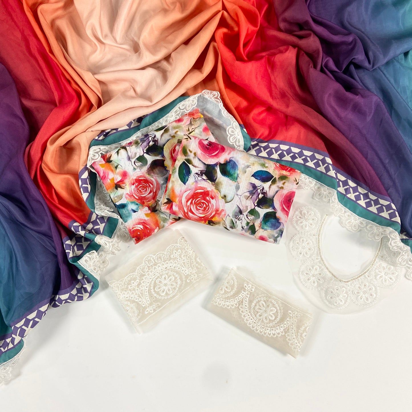 Baroque Printed Slub Khaddar With Emb Patches 3PC
