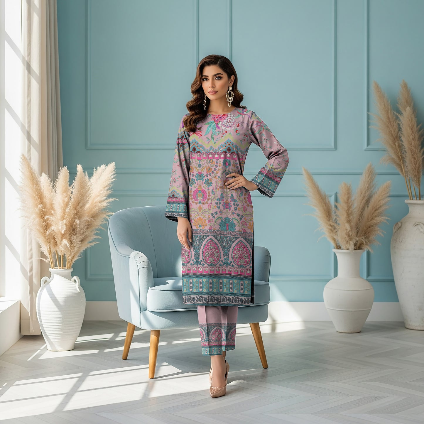 Anaya Noor Printed Lawn Co-ard Set 2PC