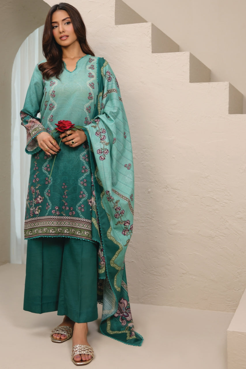 Raqs By Uneq Digital Printed Slub Khaddar 3PC