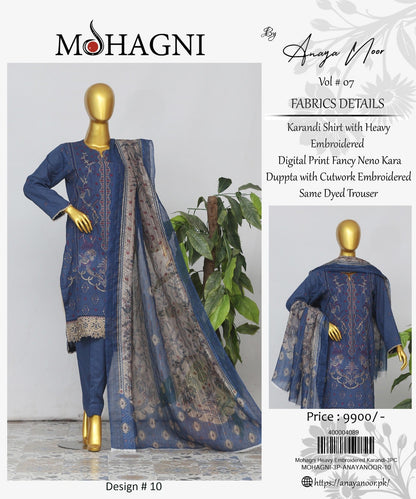 Mohagni By Anaya Noor Emb Karandi 3-PC