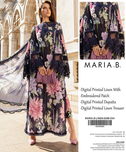 Maria B Printed Linen With Emb Patches 3PC