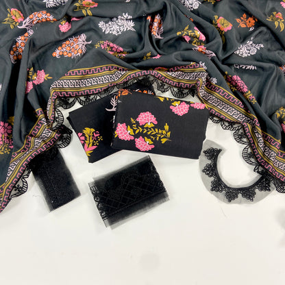 Baroque Printed Slub Khaddar With Emb Patches 3PC