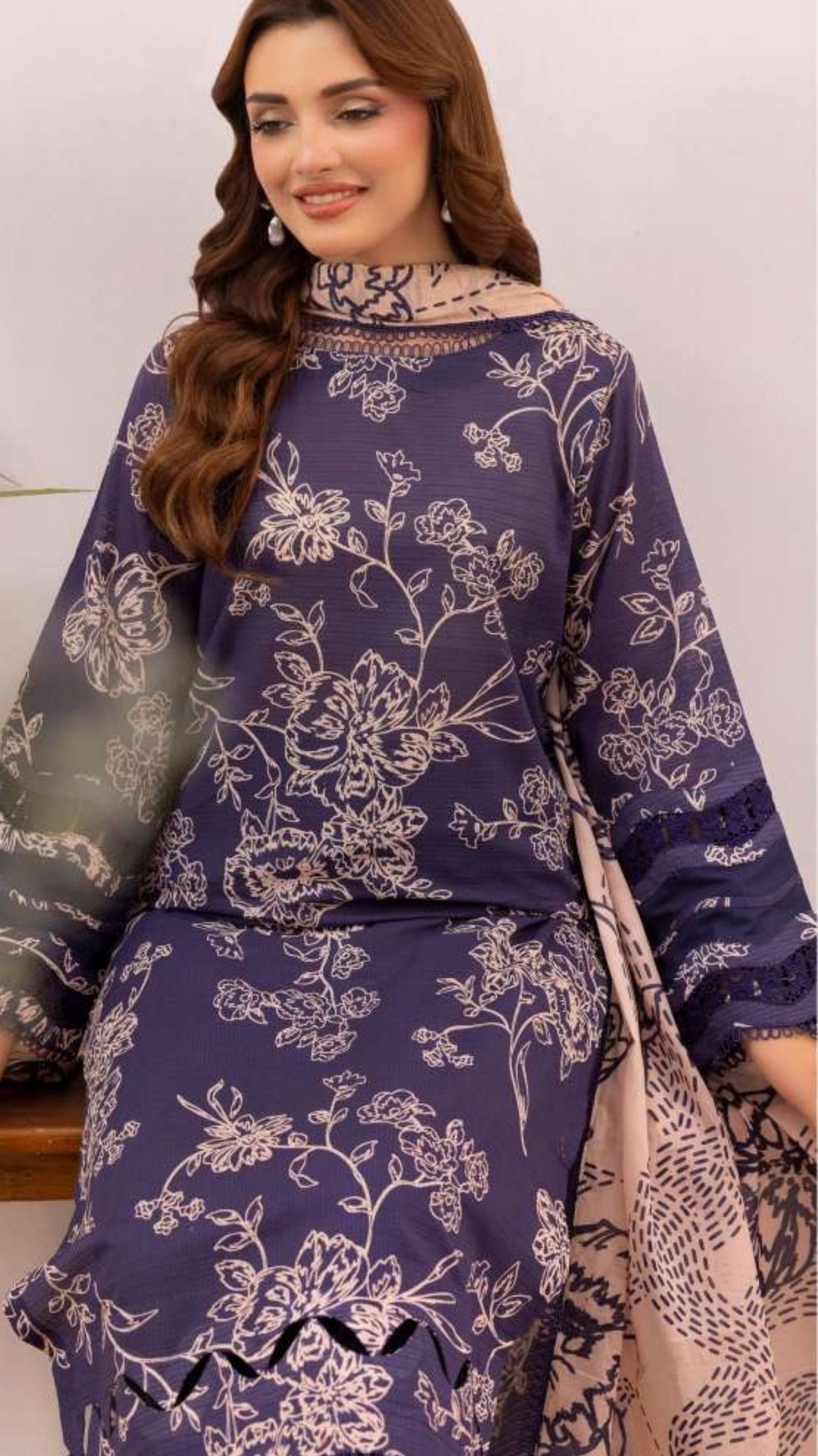 Coral Premium Doria Printed Lawn 3-PC