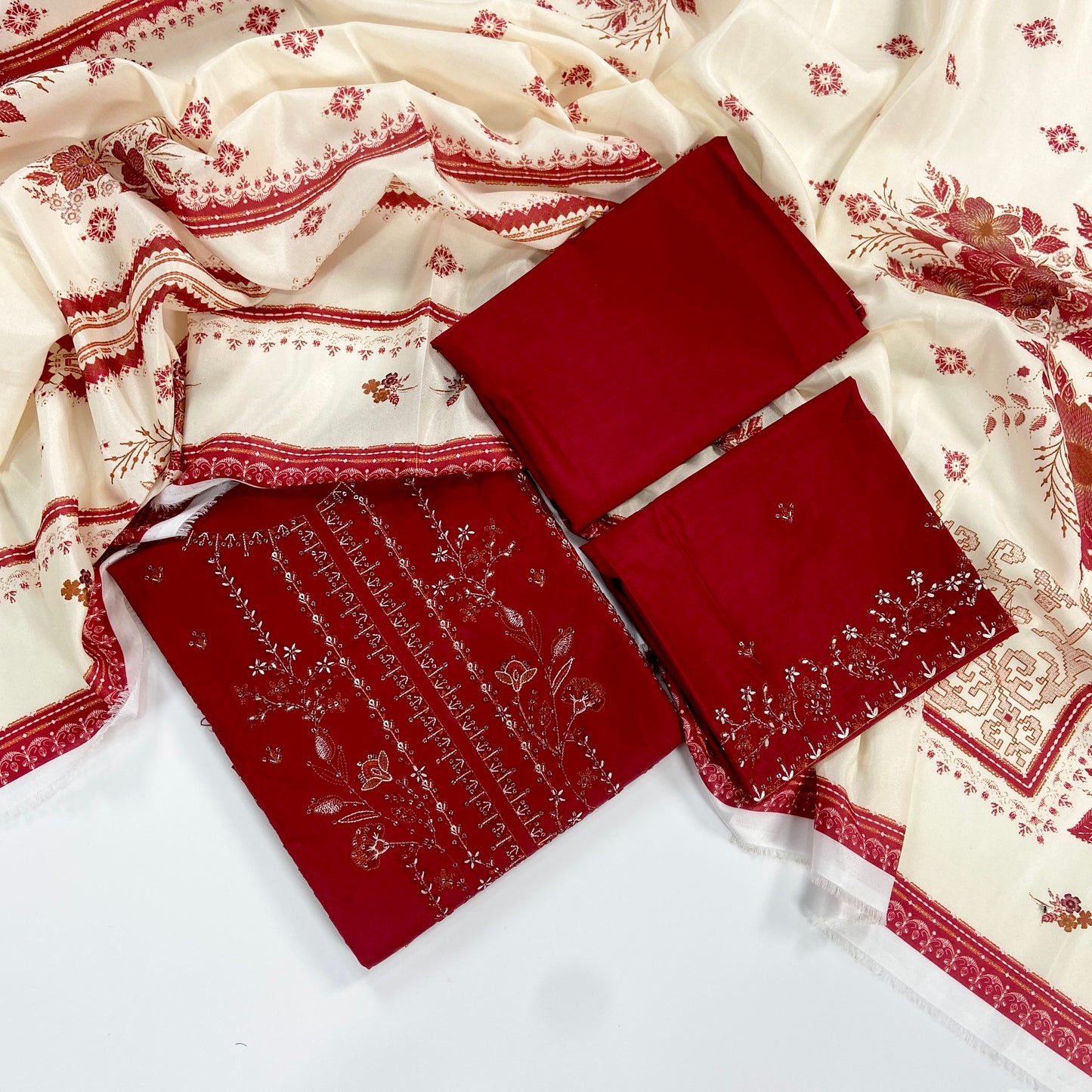 Batik Embroidered Linen 3PC