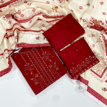 Batik Embroidered Linen 3PC