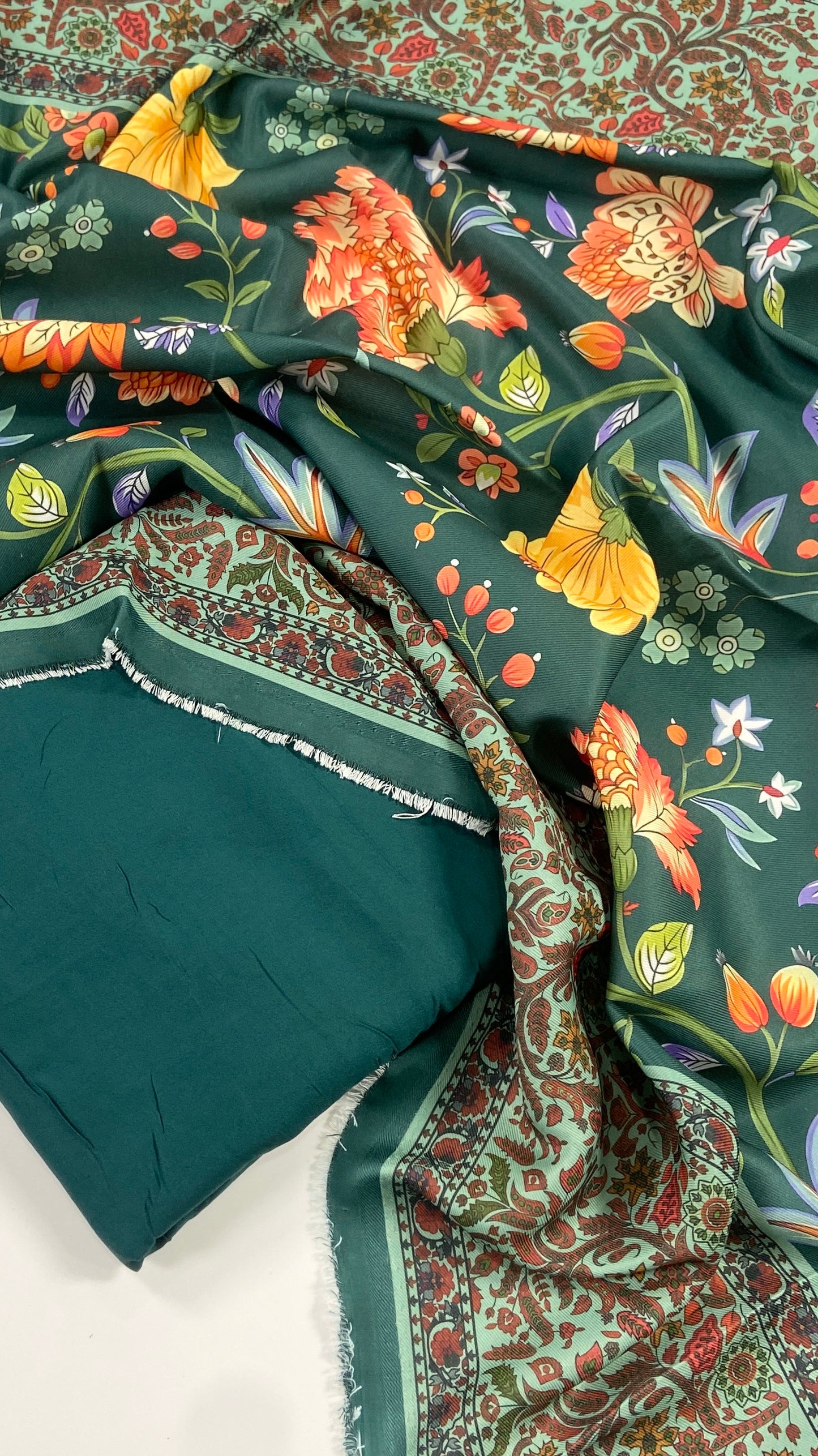 Maria B Linen Dyed Matching Suit With Wool Shawl-3PC