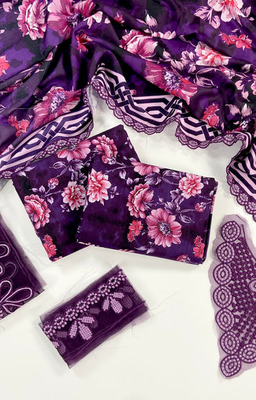 Vanya Printed Slub Khaddar With Emb Patches 3PC