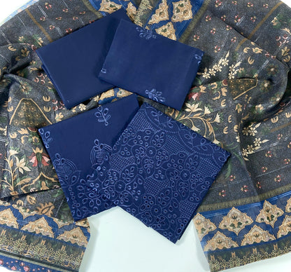 Maria B Embroidered and Boring Chikenkari Lawn 3PC