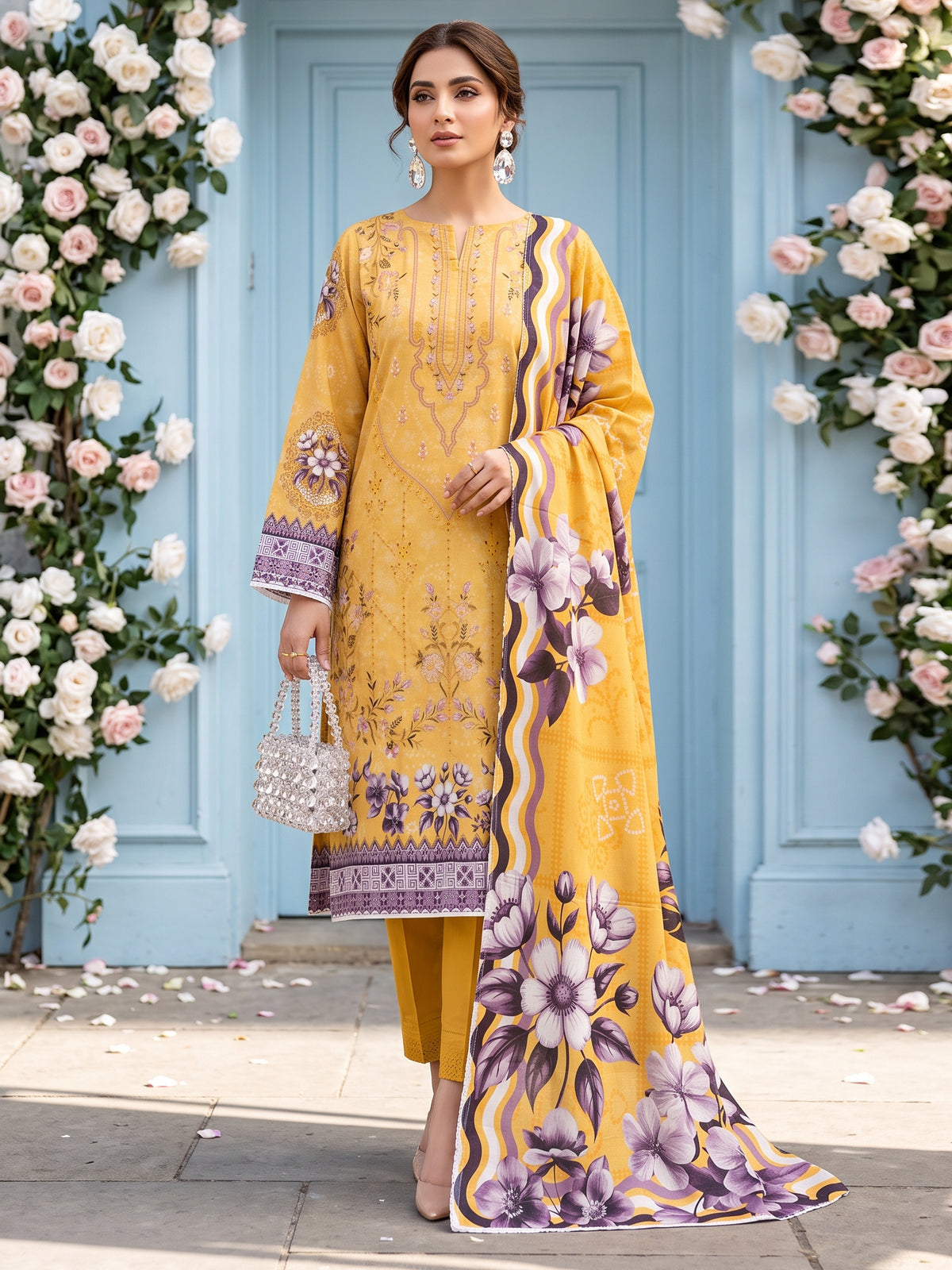 Tahniyat By Anaya Noor Digital Printed & Emb Karandi 3PC