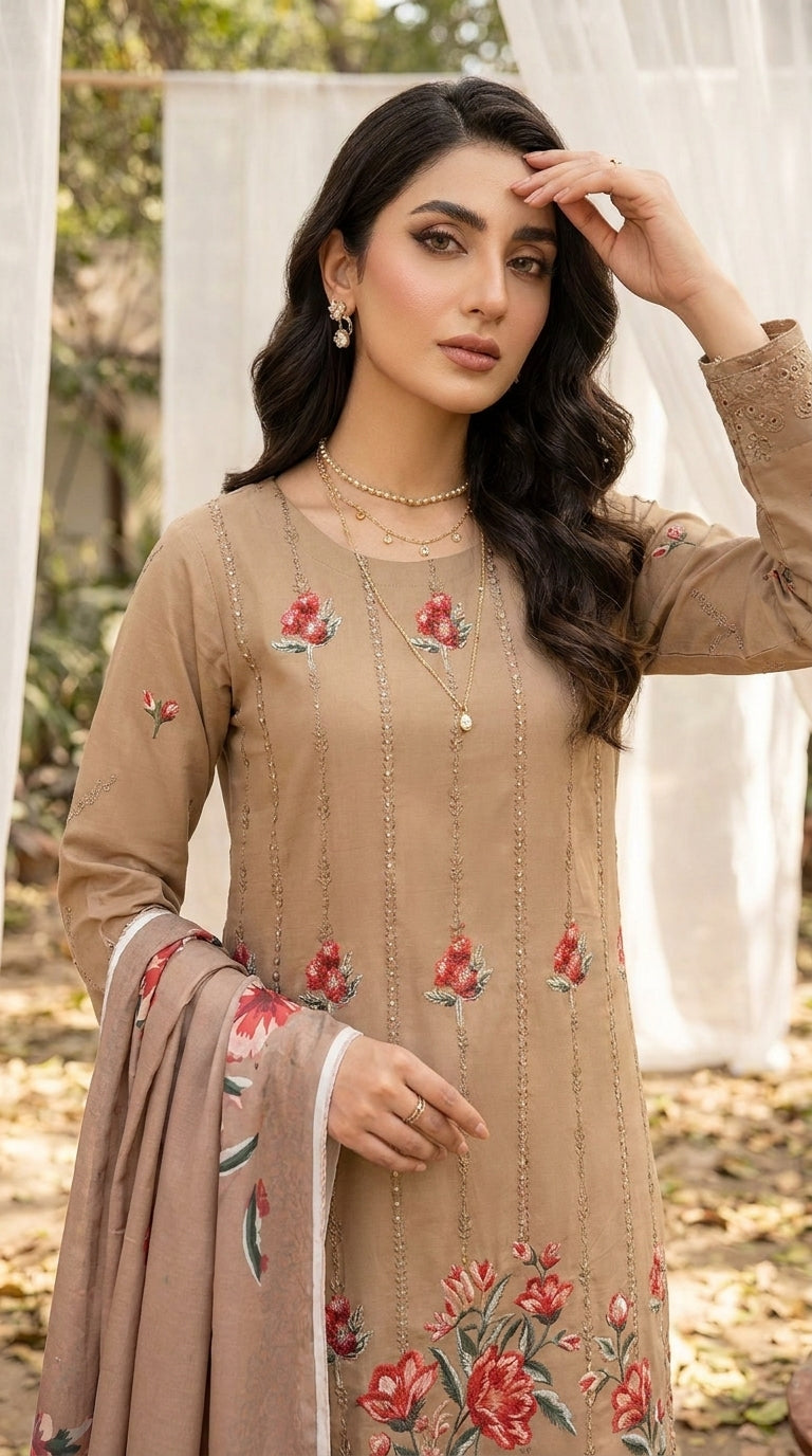 Hurab By Anaya Noor Heavy Emb Viscose 3PC