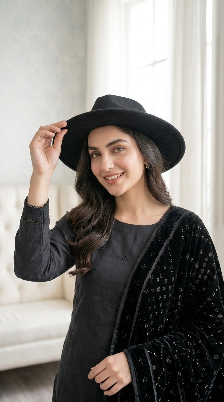 Laraib By Anaya Noor Emb Dhanak With Boring Daman 3PC