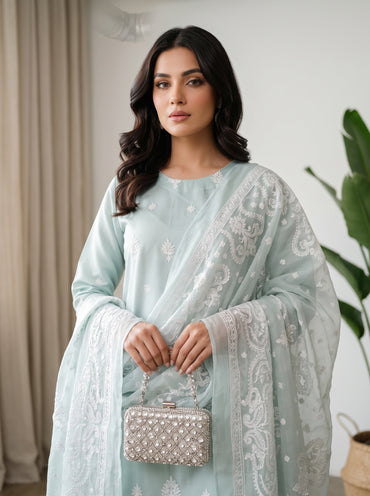 White Rose By Anaya Noor Emb Viscose 3PC