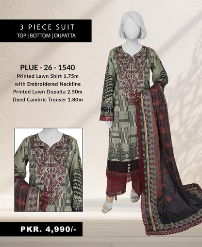 Panjnad by j. Emb Lawn Collection 3PC