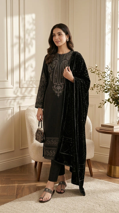 Zeenat By Anaya Noor Emb Dhanak With Palchi Shawl 3PC