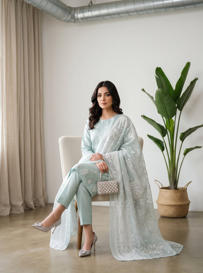 White Rose By Anaya Noor Emb Viscose 3PC