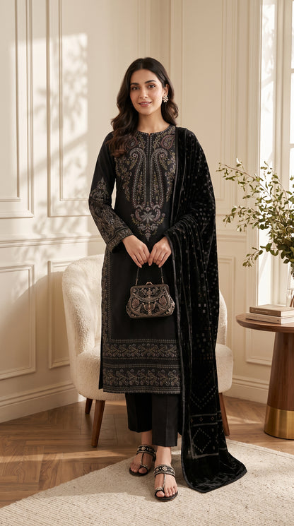 Zeenat By Anaya Noor Emb Dhanak With Palchi Shawl 3PC
