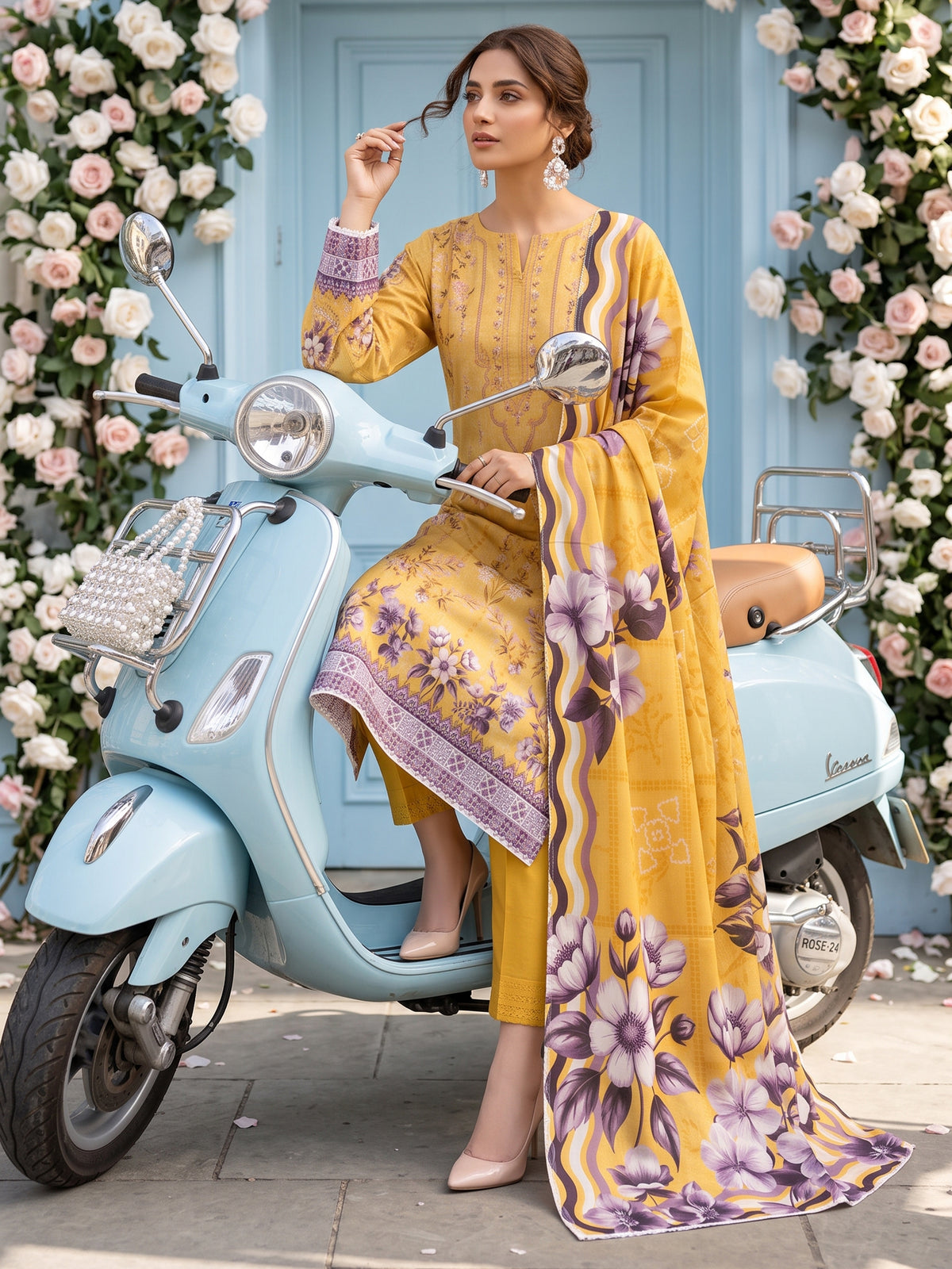 Tahniyat By Anaya Noor Digital Printed & Emb Karandi 3PC