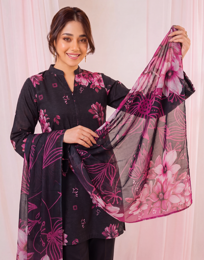 Black Series By Anaya Noor Digital Printed Chamki Lawn 3PC