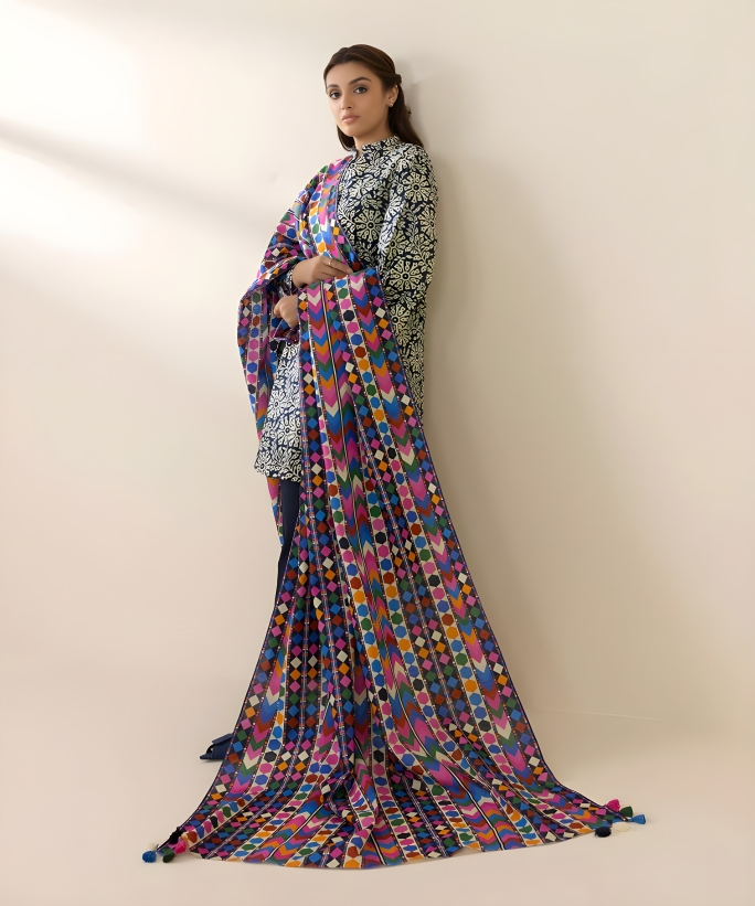 Sapphire Digital Printed Linen 3-PC