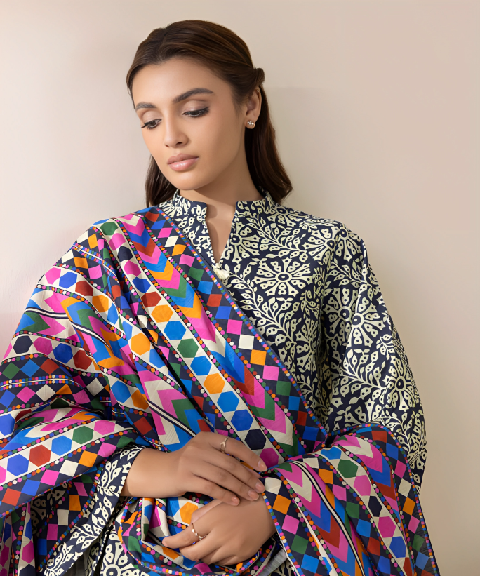 Sapphire Digital Printed Linen 3-PC