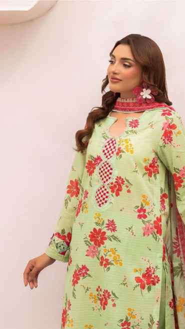Coral Premium Doria Printed Lawn 3-PC