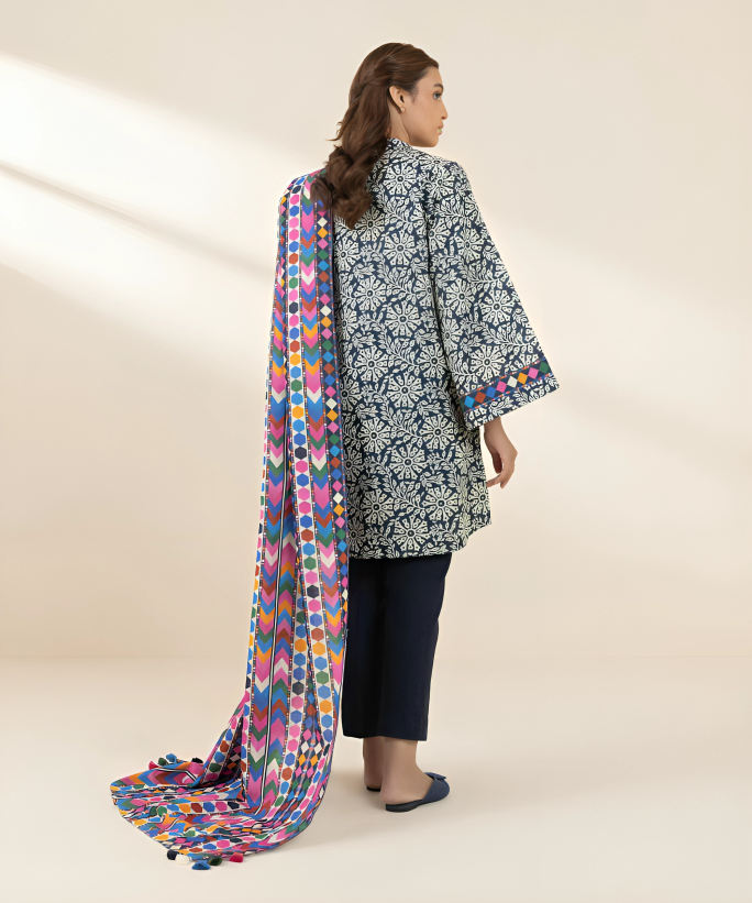 Sapphire Digital Printed Linen 3-PC