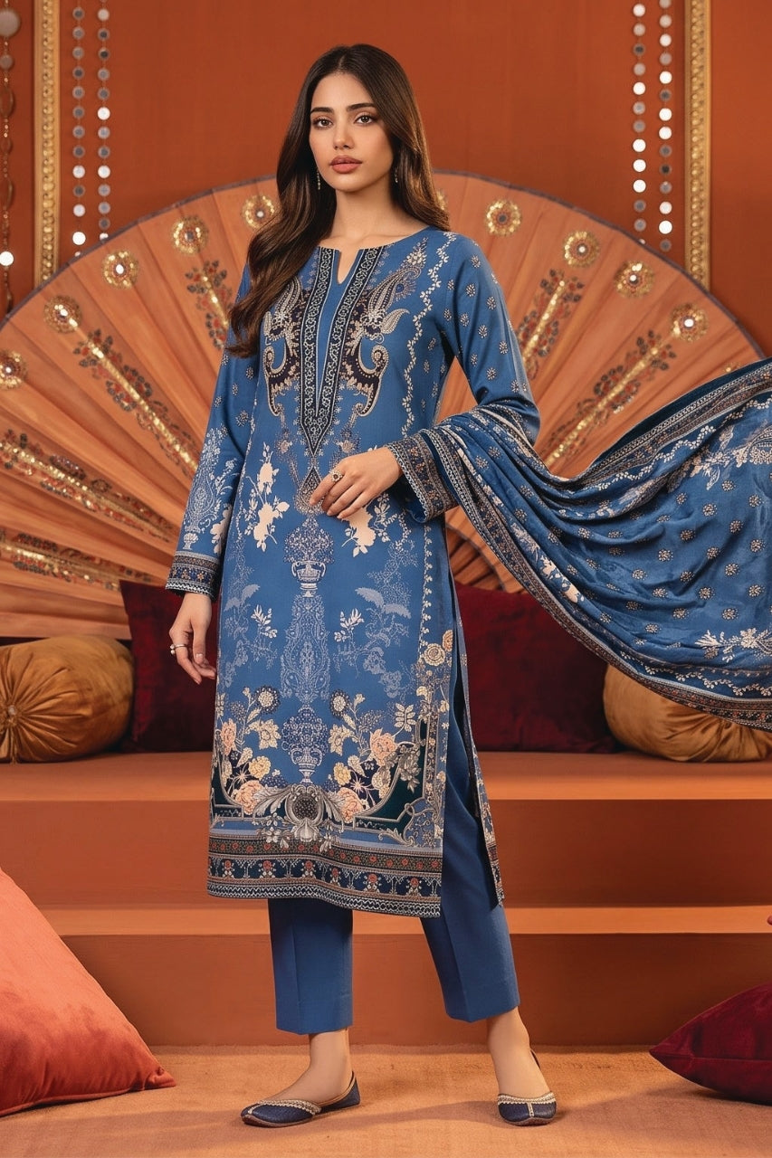 Zesh Printed Velvet Dora Viscose 3PC