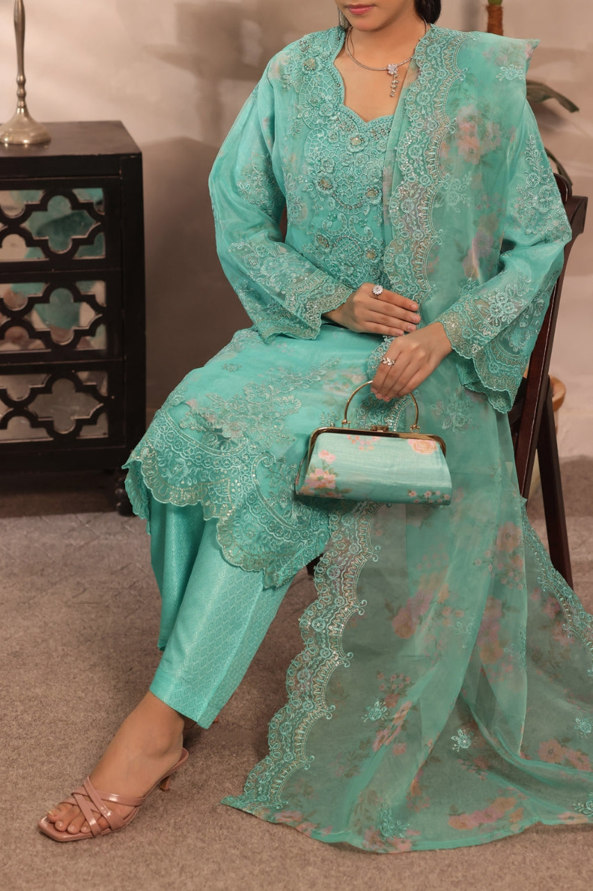 Afsanah By Pak Fabrics Luxury Embroidered Organza Stitched 3PC