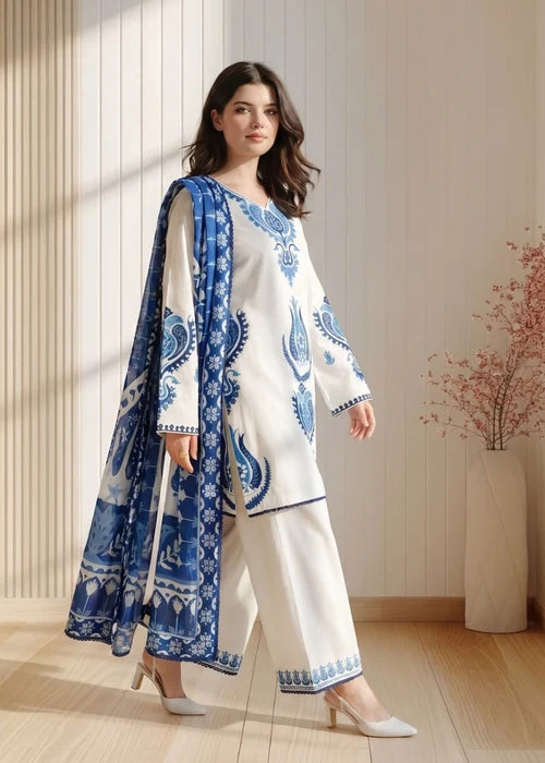 Laam Embroidered Dhanak 3PC