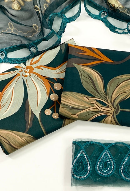 Baroque Embroiderd & Digital Printed Lawn 3PC