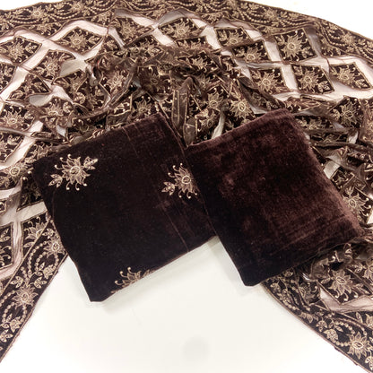Bareeze Velvet Shawl With Aplic Work 3PC