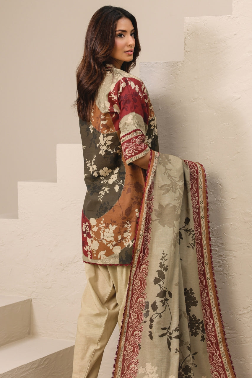 Raqs By Uneq Digital Printed Slub Khaddar 3PC