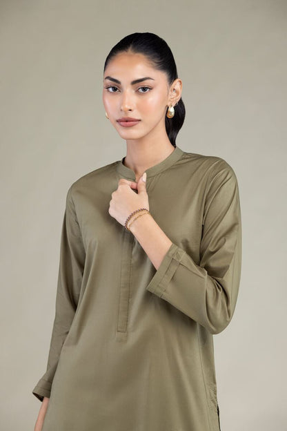 Khaadi Plain Embroidered Stitched Lawn 3PC