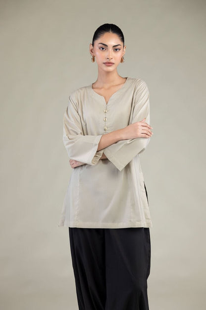 Khaadi Plain Embroidered Stitched Lawn 2PC