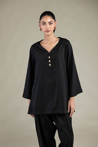 Khaadi Plain Embroidered Stitched Lawn 2PC