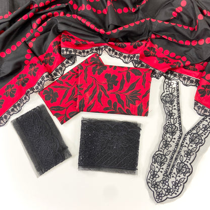 Crimson Luxury Emb Linen 3PC