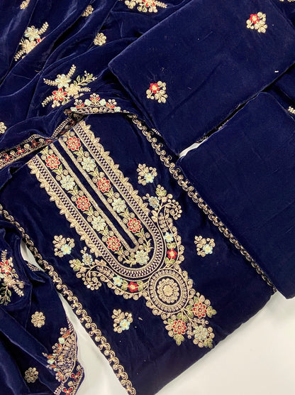 Maria B Luxury Velvet Embroidered Suit – 3PC