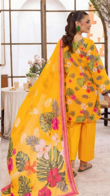 Coral Premium Doria Printed Lawn 3-PC
